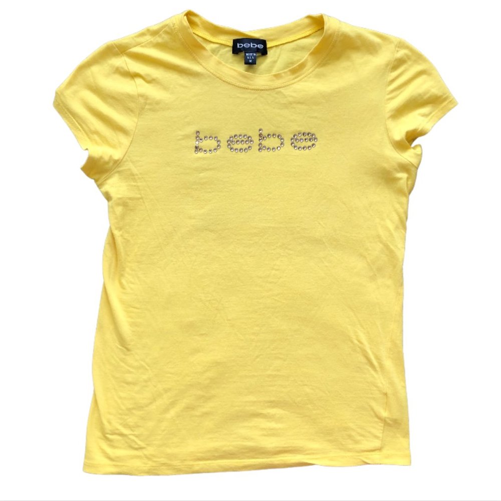 Vintage Yellow Bebe Bejeweled Short Sleeve Top